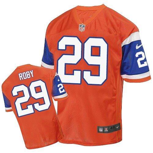 Nike Broncos #29 Bradley Roby Orange Throwback Men's Stitched NFL Elite Jersey - Click Image to Close
